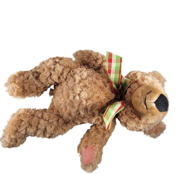 Pier 1 Imports Teddy Bear Plush 18" Beige 2018 Checkered Bow Stuffed Animal - Picture 4 of 16